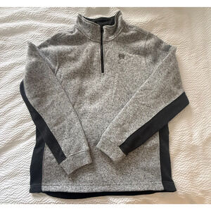 Cinch Mens Heather Gray Fleece 1/4 Zip Pullover Sweater Large Cabincore Hiking